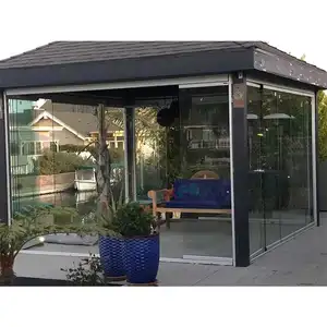 Hdsafe Villa Frameloze Glazen Schuif Aluminium Raam En Deur Exterieur Waterdichte Patio Balkon Scheidingsdeur Vouwramen