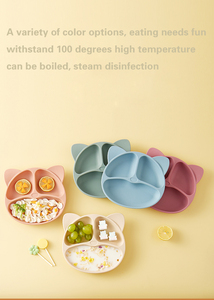 Juego de alimentación de destete con logotipo personalizado, babero, plato, cuenco, cuchara, vajilla de silicona, productos para bebés, juego de alimentación de bebé de silicona para comer para niños - Product Image 3