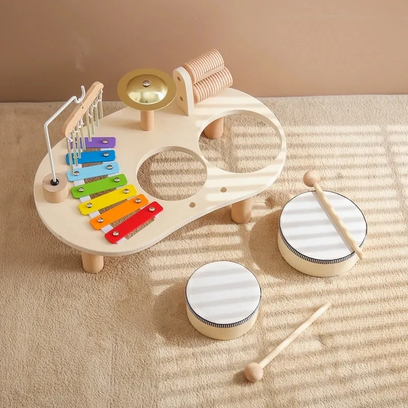 Houten Natuurlijke Multifunctionele Muziek Percussie Speelgoed Kids Montessori Voorschoolse Muziek Speelgoed Voor Jongens Meisjes