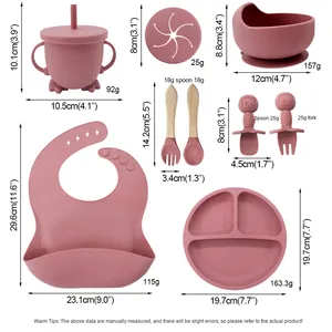 Ensemble d'alimentation pour bébé de <span class=keywords><strong>6</strong></span> <span class=keywords><strong>mois</strong></span> en silicone sans BPA de qualité alimentaire, 9 pièces, avec gobelet et bol pour bébé - Product Image 4