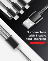 Cable de Carga USB Rápido 3 en 1, Cable Cargador Universal Multifunción para Teléfono Celular