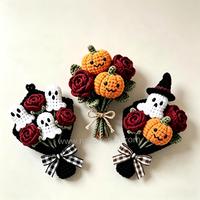 Buket Bunga Mini Rajutan Poliester Bentuk Boneka Halloween, Ukuran Dapat Disesuaikan, Liontin, Laris Manis, Kualitas Tinggi, Grosir Pabrik