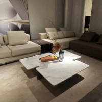 Furnitur rumah mewah Modern atas marmer besar meja Tengah emas dengan laci kustom meja kopi untuk ruang tamu MOQ 2 buah