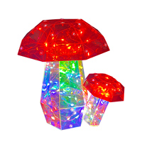 Lumière LED en forme de champignon de 20 cm en PET, irisée, alimentée par USB, décoration artificielle, ornement lumineux fait main pour jardin et maison