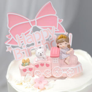 Décorations de gâteau de princesse <span class=keywords><strong>Prince</strong></span> <span class=keywords><strong>petit</strong></span> train rose et bleu pour garçons et filles pour gâteaux d'anniversaire de Noël - Product Image 1