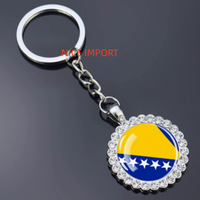 Porte-clés fleur en strass drapeau Bahreïn, très populaire, pour sac à dos, décoration de clés, breloque de portefeuille, souvenir de voyage