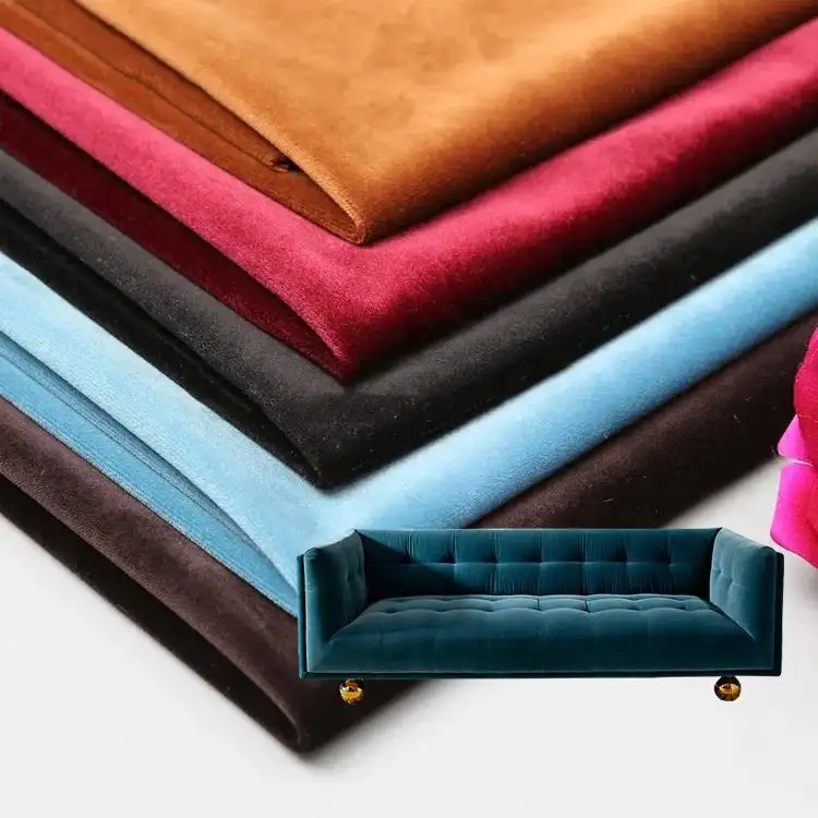 Custom 100% polyester grey velvet upholstery sofa cover fabric brown solid multi color waterproof holland velvet fabric for sofa