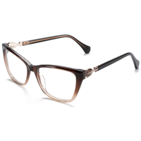 Monture de lunettes Elan Optical YB8503, modèle œil de chat classique populaire pour femmes, monture intégrale en acétate avec métal, livraison rapide.
