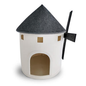 Tela de fieltro semicerrada, molino de viento, cama para gatos, cueva, cama para mascotas resistente a los arañazos, cueva, casa para gatos lavable para todas las estaciones - Product Image 1