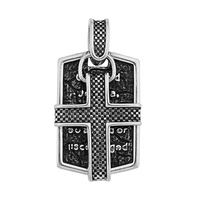 Pendentif croix noire en acier inoxydable OEM Hip Hop chrétien avec verset biblique Jésus pour usine de bijoux religieux