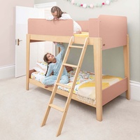 Only B2B Boori Fantastic Custom Built Niños pequeños Ajustable Doble Loft Literas de madera maciza natural con escaleras