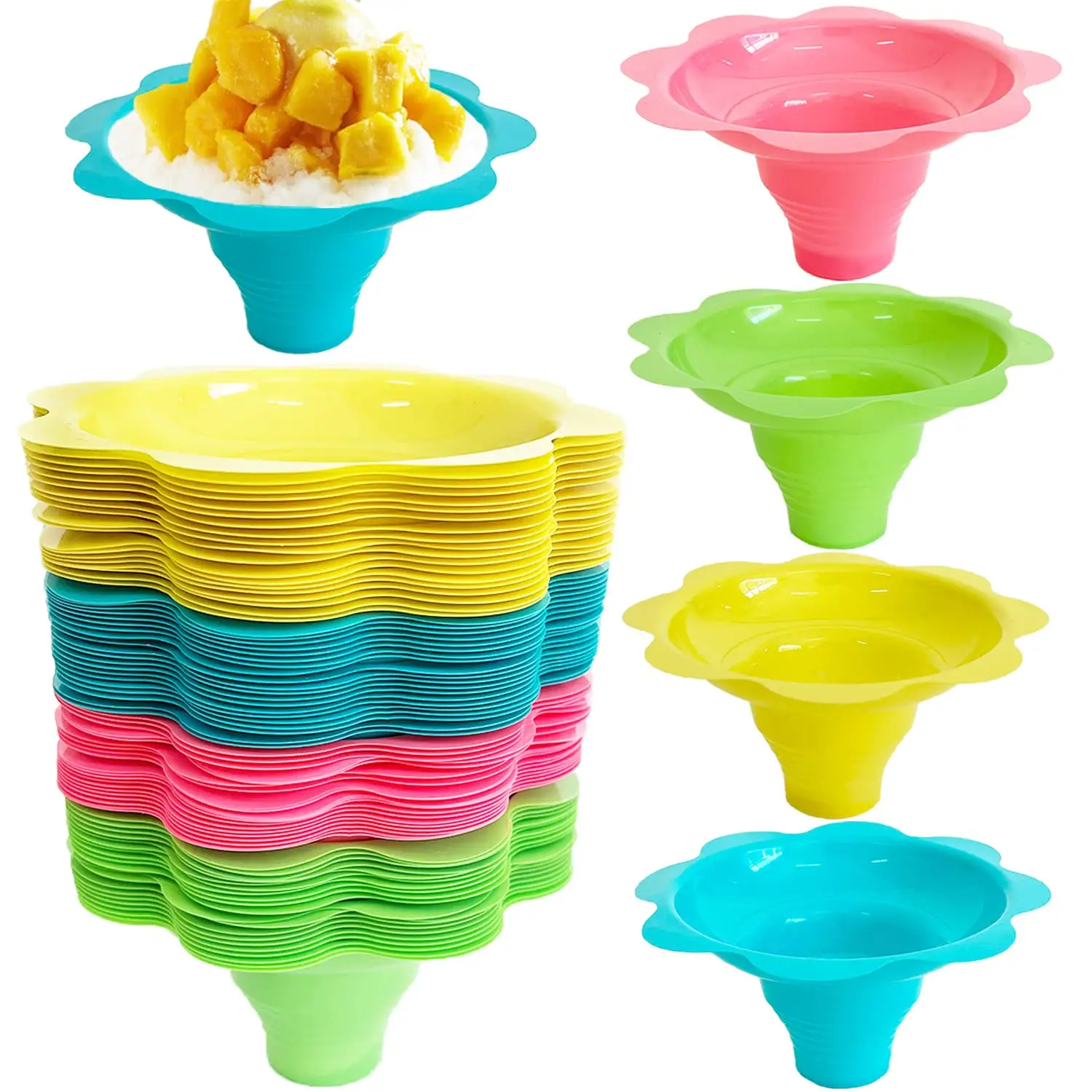 4oz 8oz ShaveIce Flower Plastic Cup Verão Venda Quente Tampa Personalizada Descartável ShaveSnow Cone Ice Cream Cup