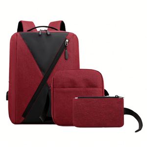 Sac à dos de voyage unisexe personnalisé en trois parties pour ordinateur portable avec port USB, en tissu Oxford imperméable, doublure en polyester, fermeture éclair, 20-39L - Product Image 1