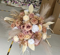C-167 OEM Boule de fleurs artificielle en soie marron champagne de 50 cm et 60 cm pour décoration de table de mariage, centres de table de mariage