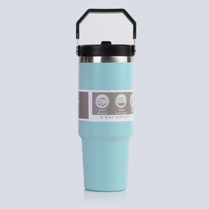 Gobelet de voyage isotherme en acier inoxydable 20oz 30oz avec poignée, anti-fuite, double paroi sous vide, couvercle, paille et base antidérapante, maintien au chaud 6-12 heures - Product Image 2