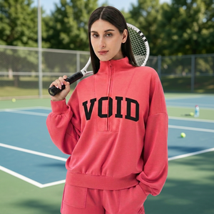 Nueva sudadera de invierno para mujer con logo personalizado, estampado de letras, cuello simulado, media cremallera, manga larga, estilo oversize, fabricada por un fabricante. - Product Image 1