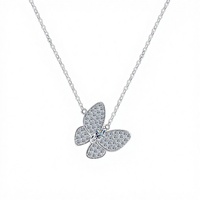 Collier pendentif papillon mignon en argent sterling S925 avec moissanite, cadeau pour fête de remise de diplôme, mariage, anniversaire, certifié GRA