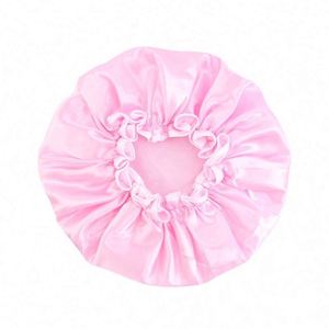 Waterproof Satin Lined <b>Extra</b> <b>Large</b> Dual Layer PE Fabric Adjustable Shower Cap Bath Hat for Unisex Daily Beach Use - Product Image 3