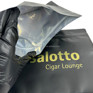 Sacs en plastique Mylar personnalisés imprimés, haute tolérance, uniques, de marque, pour cigares, avec fermeture éclair, 1 lb, 7x10, découpés, noirs avec fenêtre - Product Image 2
