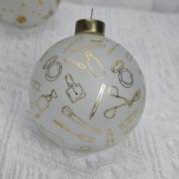 Boule de Noël vintage en verre soufflé givré avec paillettes dorées pour décorations de Noël