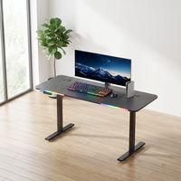 Bureau Ergonomique Électrique Assis-Debout avec Éclairage RGB Flow Light, Grande Surface en Fibre de Carbone, Table de Bureau et de Gaming