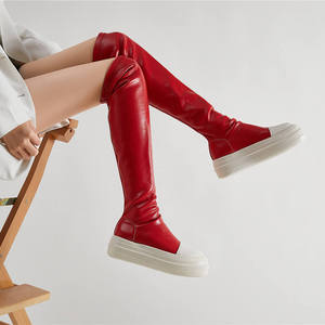 2022 hiver femmes cuissardes bottes <span class=keywords><strong>grande</strong></span> <span class=keywords><strong>taille</strong></span> <span class=keywords><strong>44</strong></span> haute élasticité femmes au-dessus du genou chaussettes plates bottes - Product Image 4