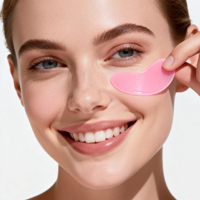 Masque pour les yeux au collagène rose prêt à expédier, patchs à l'acide hyaluronique en matériau cristallin pour les cernes et les poches