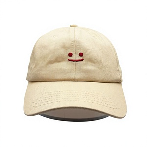 Gorra de Béisbol Beige con Cara Sonriente Bordada en Rojo, 6 Paneles, Ajustable, Unisex, Casual, 100% Algodón, Hebilla Dorada de Cobre - Product Image 5