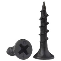 Vis à tête trompette noires pour cloisons sèches, pour bois, à tête Phillips, filetage grossier, classe 4.8, système métrique, en acier, finition zinguée