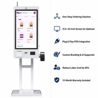 Kiosque de commande en libre-service de 21,5 à 23,8 pouces pour la restauration rapide, paiement POS/QR, lecteur de carte NFC, imprimante de reçus, solution de commande tout-en-un