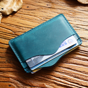 YY Originele eenvoudige, echte lederen retro heren casual handgemaakte kaarthouder, duurzame waterdichte portemonnee met meerdere slots - Product Image 3
