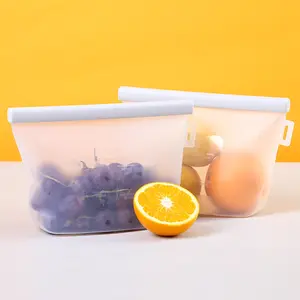 Vente en gros sans BPA 240ml 360ml 500ml 1000ml Sacs réutilisables en silicone étanches pour le stockage des fruits et des aliments