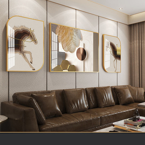 A forma di foglia di nuovo <span class=keywords><strong>design</strong></span> moderno da salotto pittura decorativa da parete di lusso 3 pezzi di cristallo porcellana pittura artistica da parete - Product Image 3