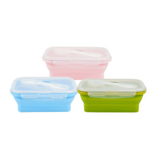 Lonchera de Silicona de 800 ml Apta <span class=keywords><strong>para</strong></span> Microondas y Congelador con Tenedor, Materiales de Grado Alimenticio, Diseño Apilable, Se Aceptan Pedidos de Fabricación Original/Diseño Original - Product Image 1