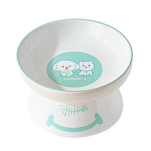 Easy Clean Round Durable Anti-derrapante Ceramic <span class=keywords><strong>Cat</strong></span> Water Food Feeder Cartoon Impresso Ceramic Puppy Dog Elevated <span class=keywords><strong>Bowl</strong></span> para gatos Indoor - Product Image 6
