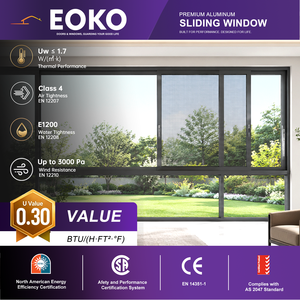 Fenêtres coulissantes panoramiques en aluminium EOKO certifiées CSA, isolées pour régions froides, fenêtres coulissantes en verre pour salons de villas de luxe - Product Image 1