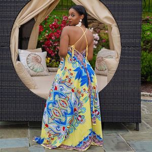 <span class=keywords><strong>Combinaison</strong></span> ample bohème imprimée pour <span class=keywords><strong>femme</strong></span>, jupe à bretelles élégante, <span class=keywords><strong>pantalon</strong></span> large, <span class=keywords><strong>grande</strong></span> <span class=keywords><strong>taille</strong></span>, dos évidé, robes <span class=keywords><strong>pantalon</strong></span> - Product Image 4
