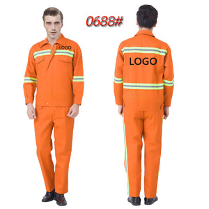 ชุดทำงานสีส้มสำหรับงานสุขาภิบาล ผ้าโพลีเอสเตอร์ผสมฝ้าย ไซส์ 160 190 ชุดป้องกันความปลอดภัยแบบสะท้อนแสงสำหรับคนงาน - Product Image 1