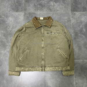 Áo khoác bomber thợ mộc nam chất liệu vải denim cotton twill vintage, kiểu dáng vintage, có khóa kéo, in logo tùy chỉnh mùa đông - Product Image 1