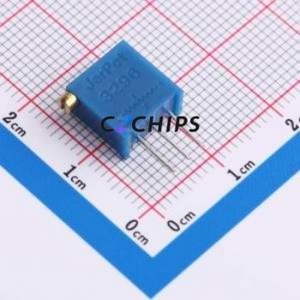 Resistencia Ajustable/Potenciómetro 3296X-1-205LF, Componente de Orificio Pasante (THT)-3P, 9.5x4.9mm, Resistencia de 2mOhm, 10%, 500mW, 250ppm ℃ - Product Image 1