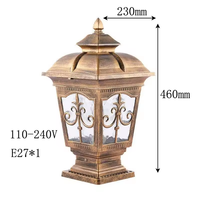 Lampes de colonne carrées en aluminium antique avec verre LED, étanches IP65, résistantes à la pluie, pour extérieur