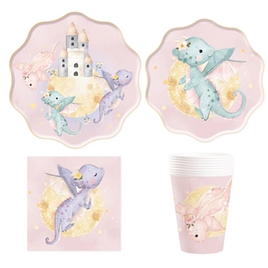 Assiettes jetables personnalisées DAMAI pour fête d'anniversaire, thème dinosaure, pour le premier anniversaire des enfants, fournitures de table - Product Image 1