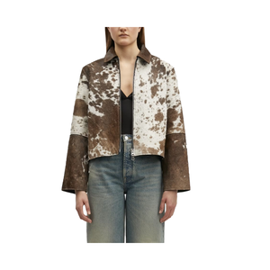 Chaqueta de moda de cuero Premium con pelo en elegancia resistente textura de piel natural para ropa de calle audaz amantes del estilo occidental invierno - Product Image 1