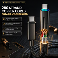 Kabel Pengisian Daya 2 in 1 C ke C, 140W, Lampu Warna-warni, Kecepatan Tinggi, Dapat Disesuaikan, OEM ODM Pabrik
