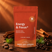 Pastilles de caféine avec L-Théanine 120mg, caféine naturelle 80mg, vitamines B6 et B12, complément alimentaire, 90 unités