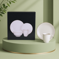 Service de table de luxe 16 pièces en porcelaine fine peinte à la main avec or véritable, idéal pour cadeau de mariage, 5 styles haut de gamme