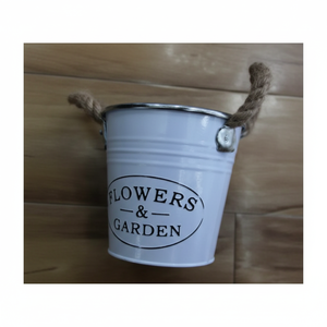 Vente en gros de 96 pots de fleurs en métal blanc en vrac 17x15x13cm Grandes jardinières d'extérieur Pack écologique pour le jardinage à usage domestique - Product Image 1