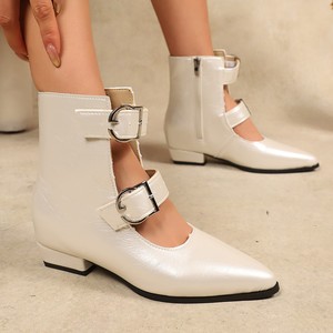 New 2026 <strong>Women's</strong> Versatile Double Buckle Cut-Out <strong>Ankle</strong> <strong>Boots</strong> Pointed Toe <strong>Low</strong> <strong>Heel</strong> Daily Shoes Hot <strong>Women</strong> Shoes - Product Image 6