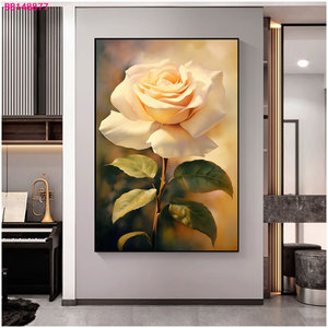 Entrega rápida Impresionante pintura al óleo de Rosa en tonos melocotón Decoración para sala de estar Pintura con arte floral elegante - Product Image 6