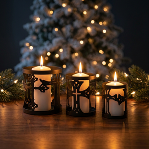 Derniers bougeoirs noirs à motif croix ajouré, très demandés pour la décoration de Noël à la maison - Product Image 4
